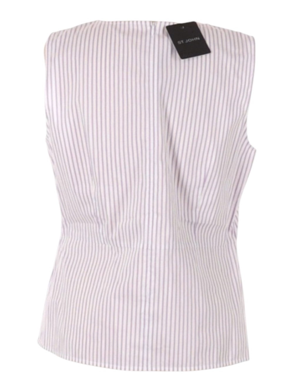 new St John ❉ Pinstripe Twist Front Sleeveless Surplice Top ❉ Orchid Stripe ❉ M - Picture 7 of 16